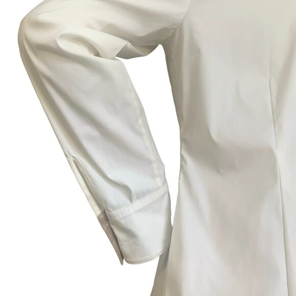 ST. JOHN Cotton Blend Satin Trim Button Down Top Sz 10 #139C - Picture 10 of 14
